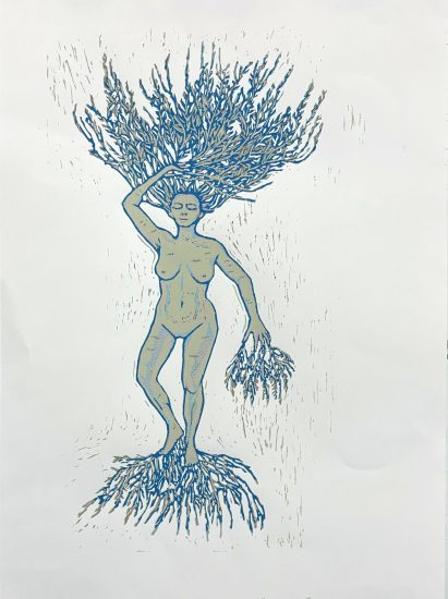 Many Roots, Reduction Print, 28"x 22" 2025