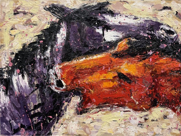 Necking, Oil on Wood, 18x24"2025