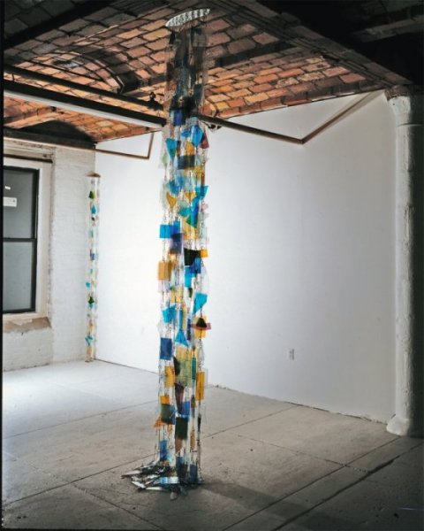 Juli's Waterfall, Colored Glass, Ball Chain, Aprox. 18 x 2 ft, 2000